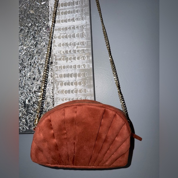 Express Orange Crossbody Bag with Gold Chain - Picture 2 of 5